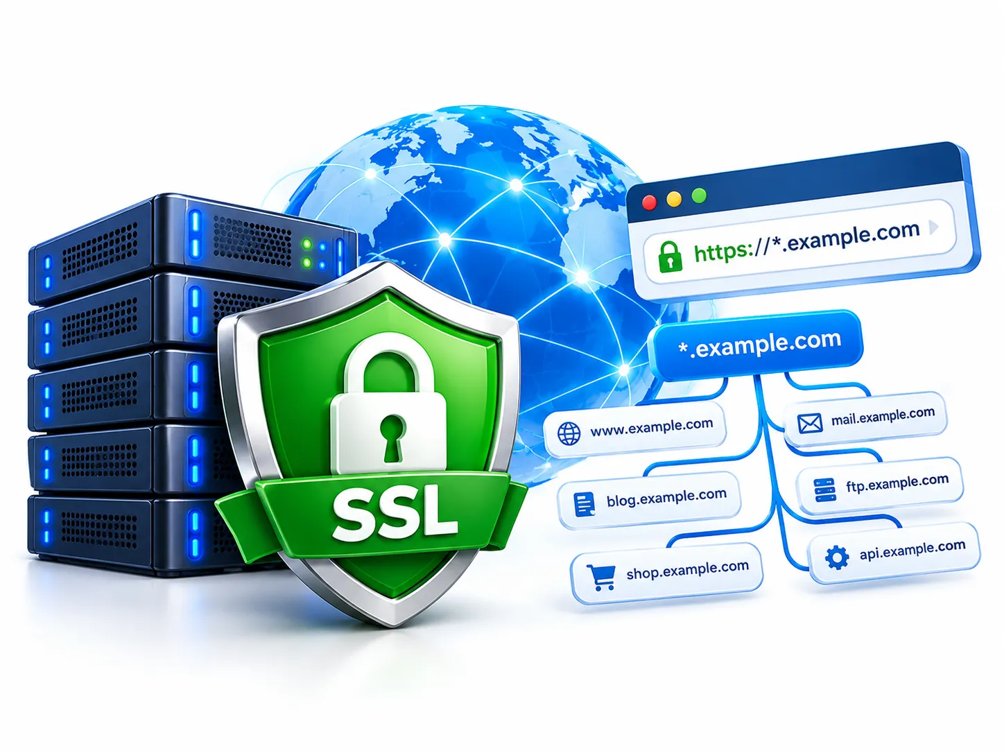 پوشش همه‌ی زیردامنه‌ها با SSL Wildcard